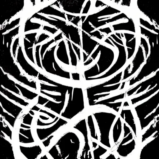 Prompt: black metal band font, unreadable, looks like varicose veins, symmetrical