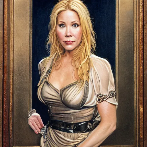 Prompt: Christina Applegate, by Mark Brooks, by Donato Giancola, by Fiona Stephenson, by Lawrence Malstaf