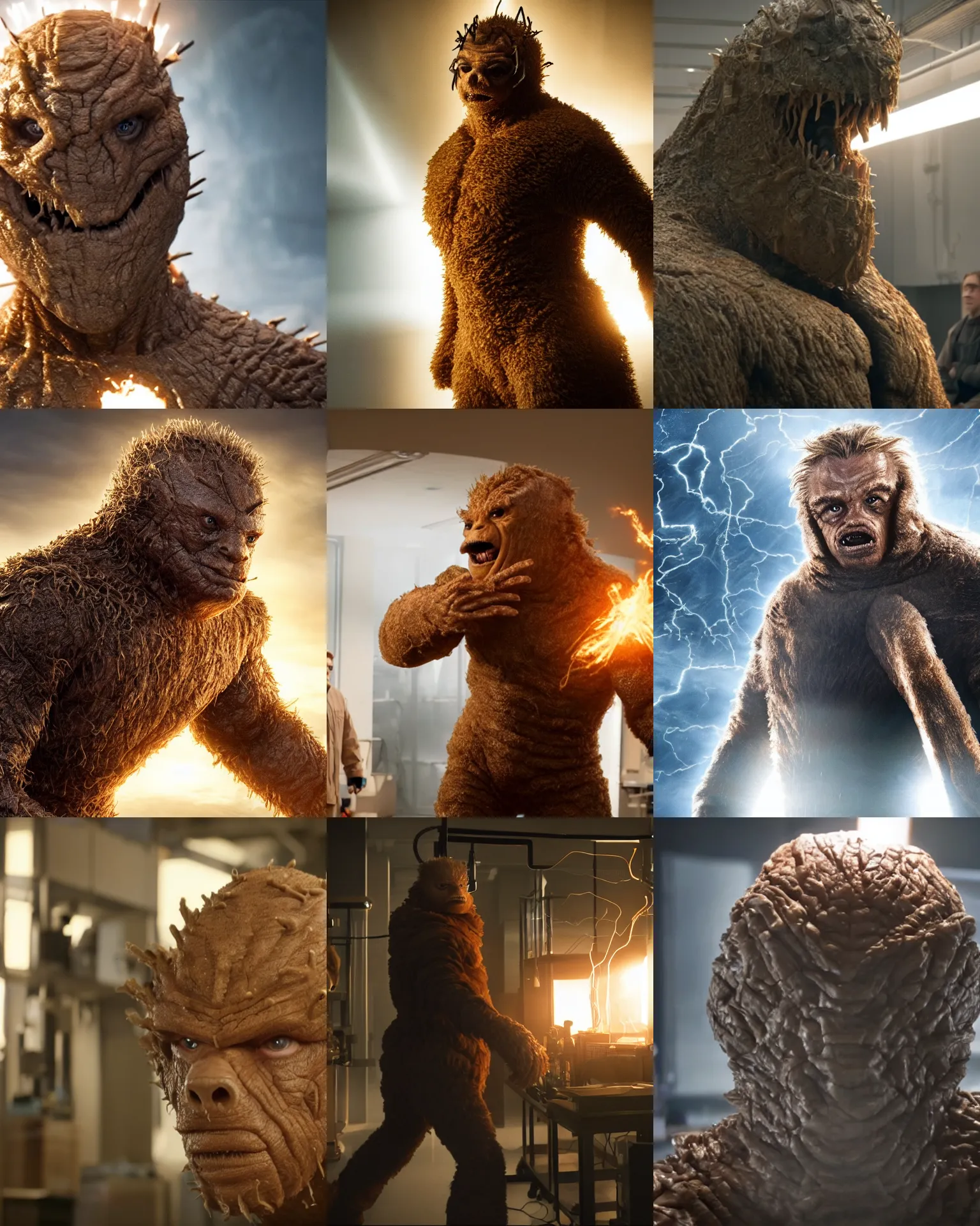 Prompt: Christoph Waltz as The Thing (Fantastic Four), Ben Grimm, in a laboratory, dynamic lighting, realistic, 8k HDR