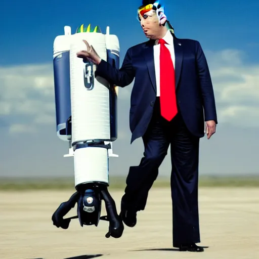 Image similar to donald trump with a jetpack