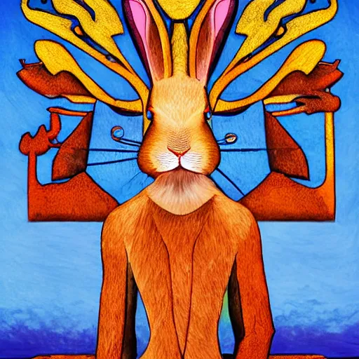 Image similar to a rabbit god by jon neimeister.