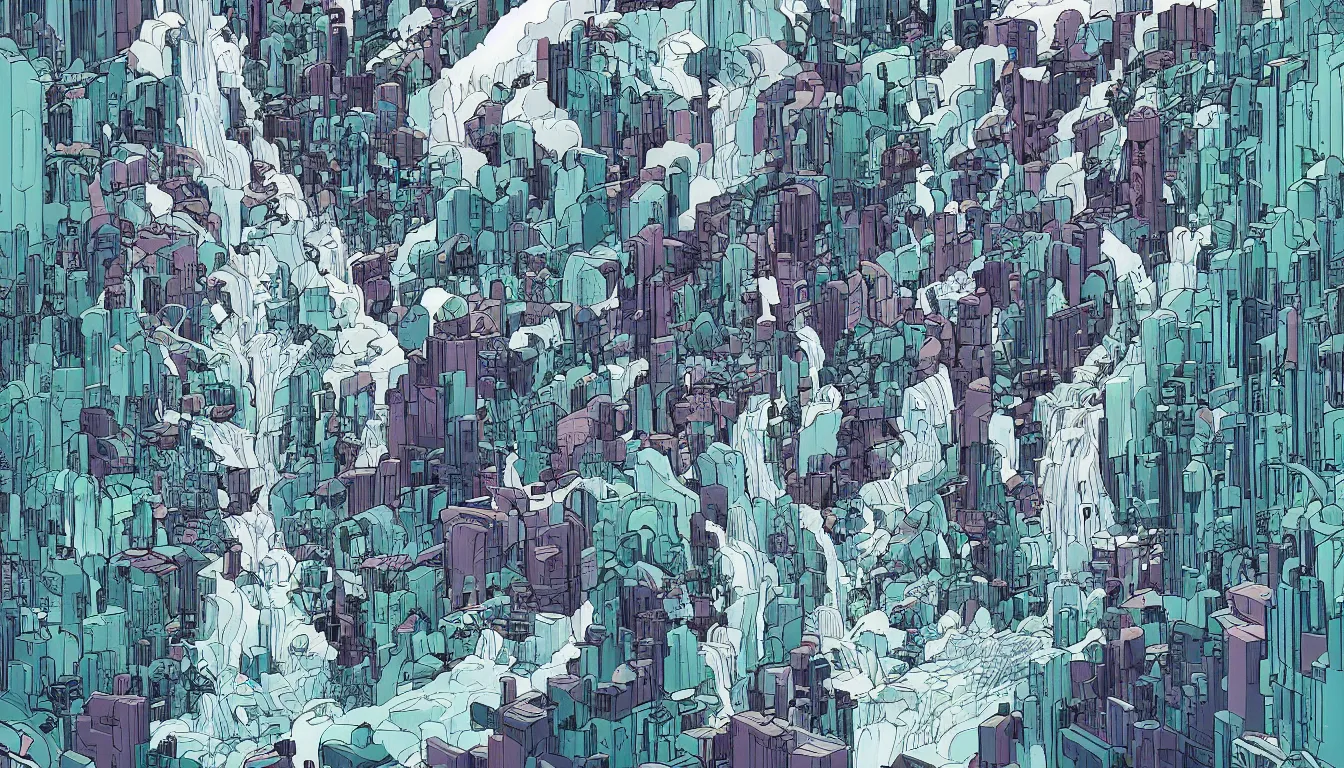 Image similar to waterfall by josan Gonzalez, minimalist, detailed