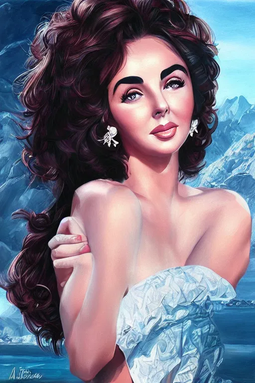 Image similar to a portrait of a Elizabeth Taylor in a scenic environment by Artgerm, detailed,