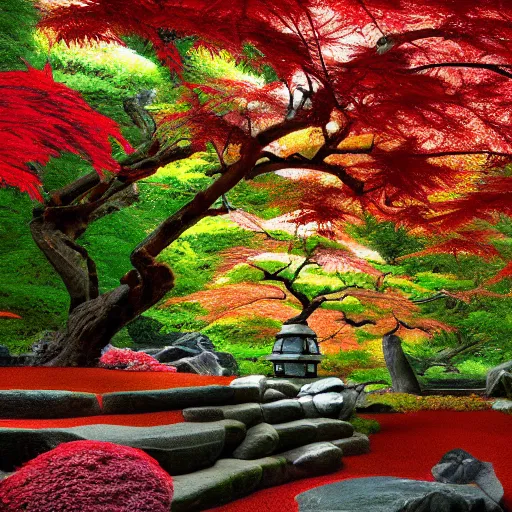 Prompt: Japanese maple, stunning digital masterpiece, anime, 4KHD