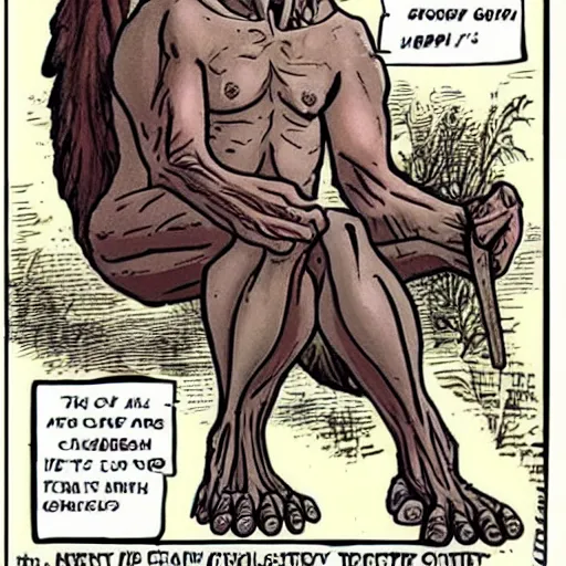 Image similar to gollum has giant chicken legs instead of his legs