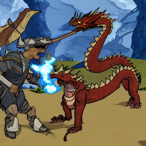 Prompt: barack obama fighting dragon in borderlands