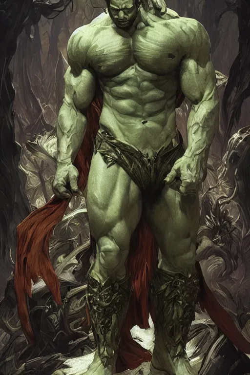 Prompt: portrait of seth green as a very pale hulking herculean demon, forest, godlike, full body, fantasy, intricate, elegant, highly detailed, digital painting, artstation, concept art, sharp focus, illustration, art by artgerm and greg rutkowski and alphonse mucha