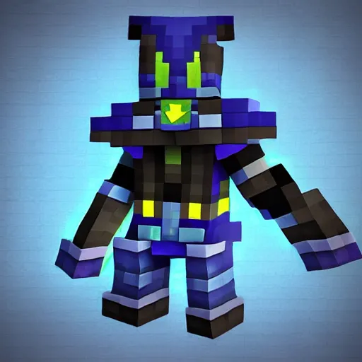 Prompt: Veigar from League of Legends built in Minecraft