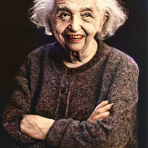 Prompt: grandma einstein portrait