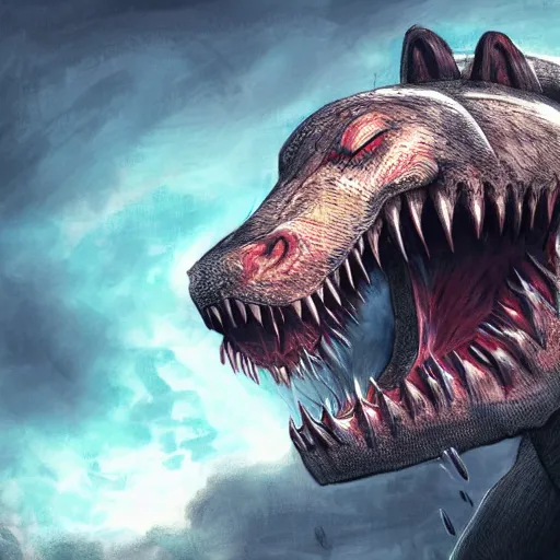 Image similar to Gigalodon eating the world , trending in artstation