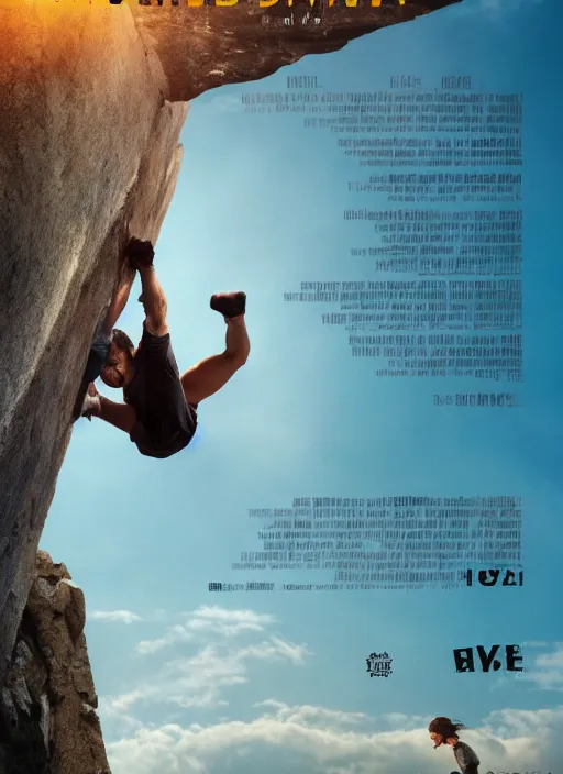 Prompt: wall climbing movie poster