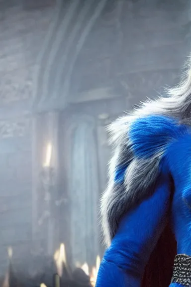 Image similar to very very intricate photorealistic photo of a realistic version of sonic in an episode of game of thrones, photo is in focus with detailed atmospheric lighting, award - winning details