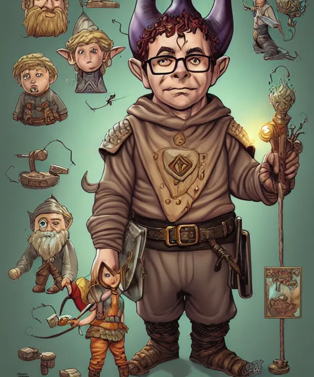 Image similar to a ( fantasy comic ) ( cover art ) portrait of a gnome tinkerer who looks like ( rick moranis ), digital illustration by jenny frison and sana takeda and kentaro miura, fine inking lines, dnd, highly detailed!, hd, 4 k, trending on artstation