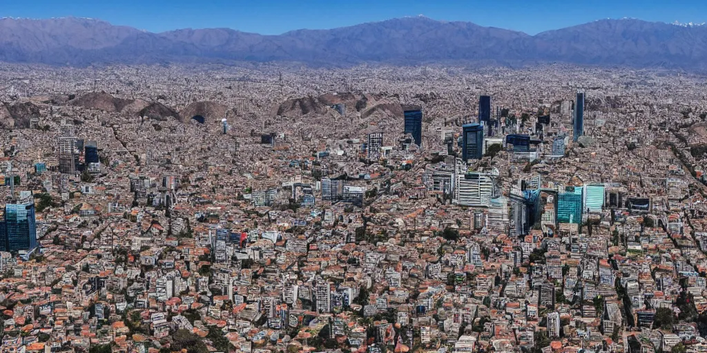 Image similar to santiago de chile, overhead drone shot