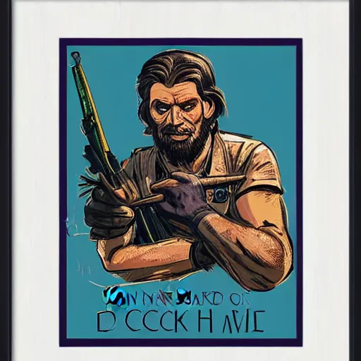 Prompt: saint homo neanderthalis, portrait, propaganda poster, with book of science on his right hand, and riffle, violet polsangi pop art, gta chinatown wars art style, bioshock infinite art style, hyperrealistic, two colors, white frame border, 4 k, uhd, remove duplicate content, align left content.