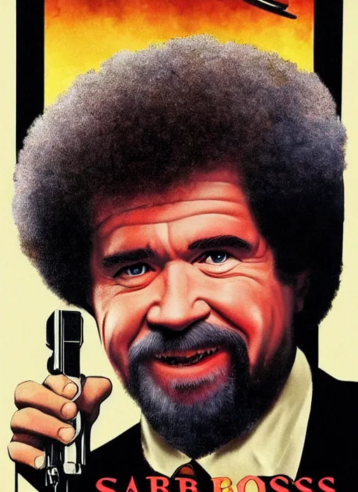 Prompt: Bob Ross as Scarface, Scarface movie poster