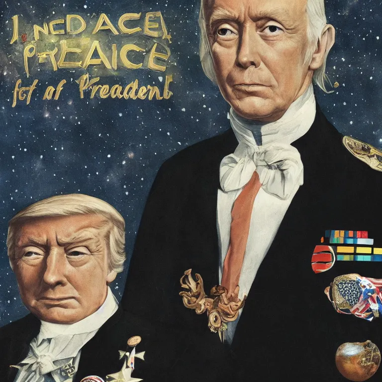 Image similar to Official portrait of the first space alien President of the United States