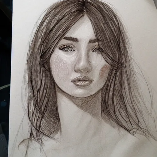 Image similar to beautiful young woman whole body with light freckles artist sketch