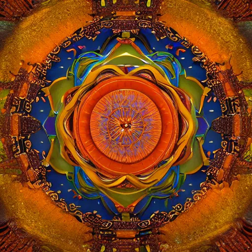 Prompt: a beautiful Karma Mandala, octane render, hyper-detailed environment, photorealism, hyper realistic, no blur, 16k