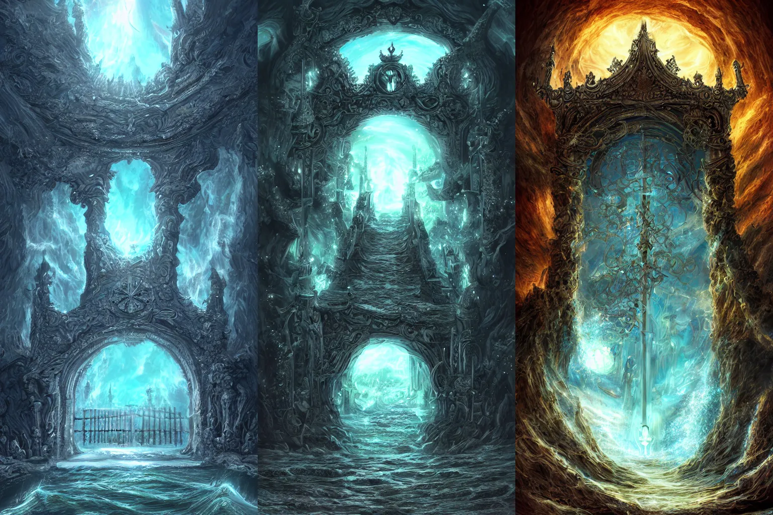 Prompt: the gate to the eternal kingdom of seabed, fantasy, digital art, hd, detailed.