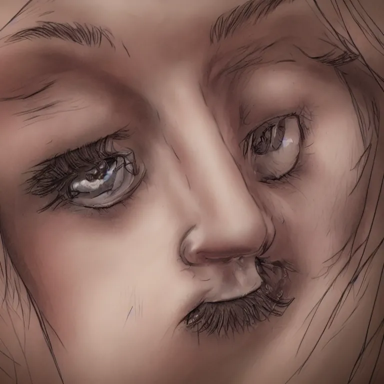 Image similar to close up of a girl crying, illustration, highly detailed, trending on art station, award winning