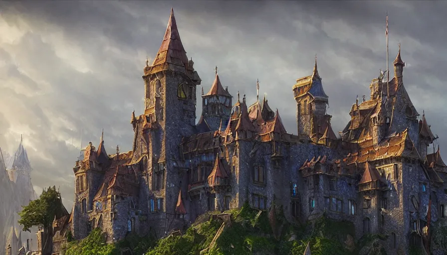 Prompt: a beautiful photo realistic still image of stormwind castle from the warcraft movie, by greg rutkowski, trending on artstation, masterpiece,