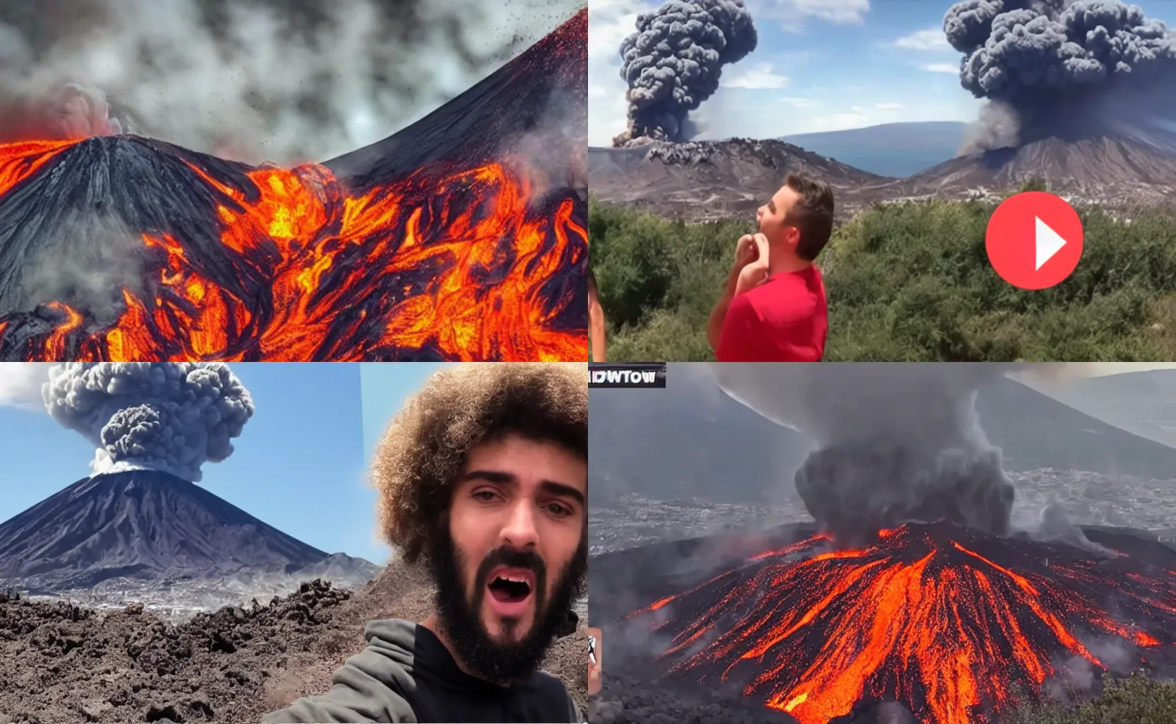 Prompt: YouTuber reaction to the eruption of Mount Vesuvius