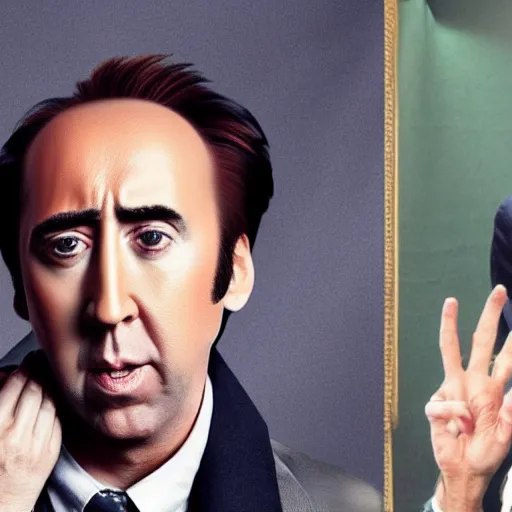Prompt: nic cage superimposed into a photo as the fifth beatle
