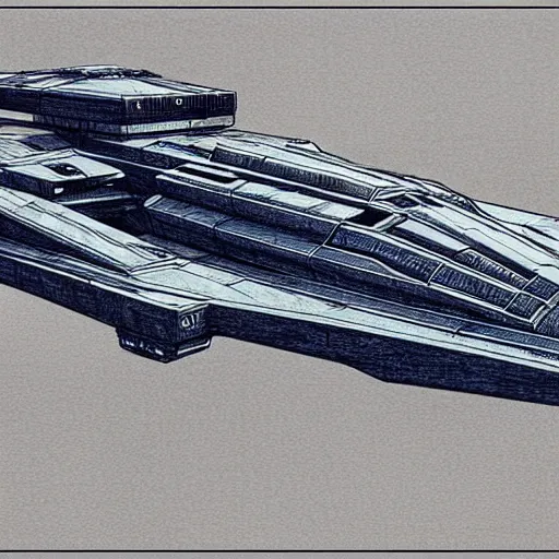 Prompt: blueprint sketch of a spaceship from a sci - fi movie, detailed sketches, star wars, star trek,