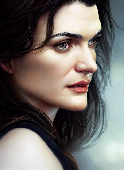 Image similar to high angle photo of rachel weisz in the style of stefan kostic, realistic, sharp focus, 8 k high definition, insanely detailed, intricate, elegant, art by stanley lau and artgerm