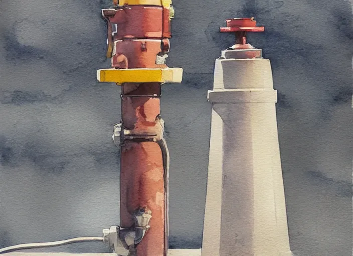 Image similar to concept art of a hydrant, pinterest, artstation trending, behance, watercolor, by coby whitmore, silver, laser light,