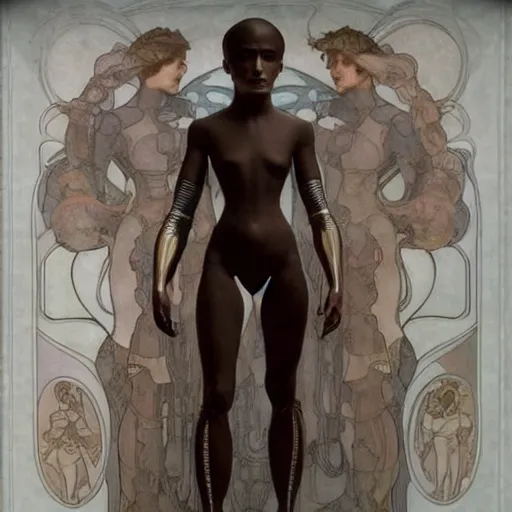 Prompt: humanoid robot from ex machina, by william bouguereau and alphonse mucha, intricate, elegant, symmetry