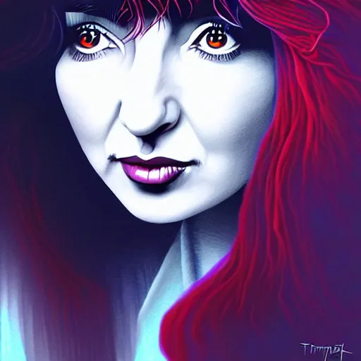 Prompt: richly detailed color illustration of kate bush illustrated by artgerm and mina petrovic and timothy kong and marina federovna. 3 d shadowing