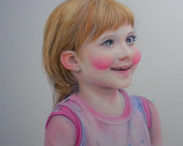 Image similar to a little girl with the ice cream watercolor colored pencil painting trending on artstation