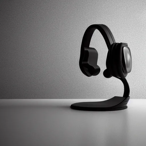 Image similar to headphone stand!!!, futuristic, techno, cyberpunk, product design, 3 d render, concept, fun, swag, iconic