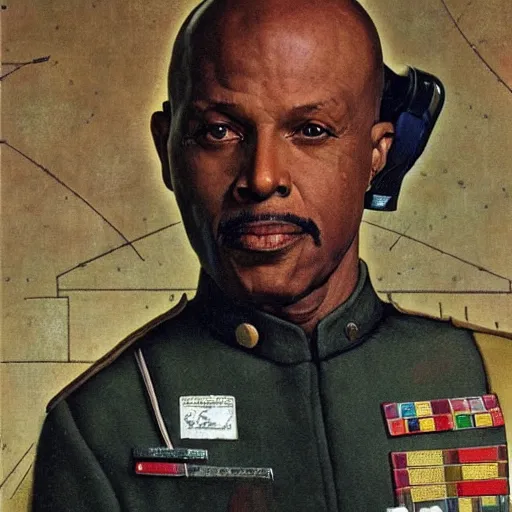 Image similar to commander sisko by norman rockwell