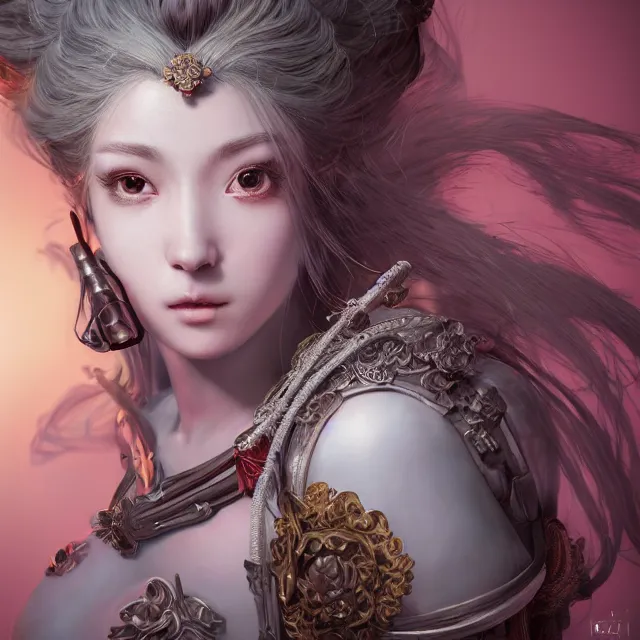 Image similar to studio portrait of neutral good colorful female cleric bard healer as absurdly beautiful, elegant, young sensual gravure idol, ultrafine hyperrealistic detailed face illustration by kim jung gi, irakli nadar, intricate linework, sharp focus, bright colors, matte, octopath traveler, final fantasy, unreal engine highly rendered, global illumination, radiant light, intricate environment