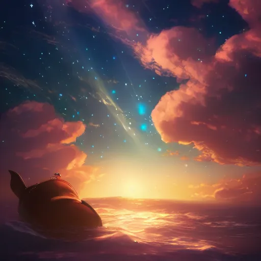 Image similar to whale under the stars,cgstation,artstation, pixiv. style anime - Upscaled (Max) by