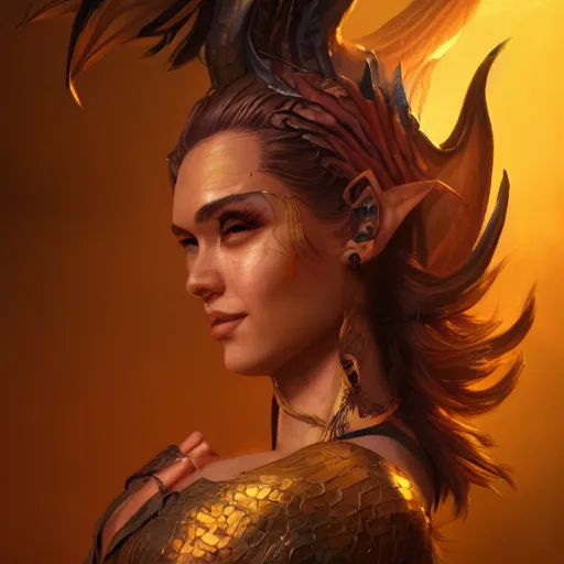 Prompt: A stunning comic book style portrait painting of a dragon goddess, wide view, unreal 5, DAZ, hyperrealistic, octane render, cosplay, RPG portrait, dynamic lighting,