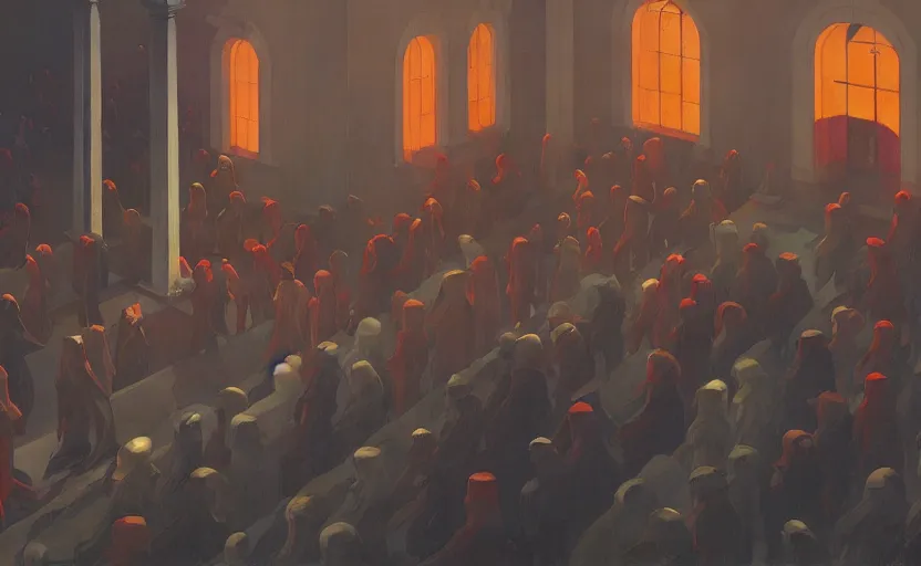 Image similar to Inside a graveyard funeral, very coherent, painted by Edward Hopper, Wayne Barlowe, painted by James Gilleard, airbrush, art by JamesJean