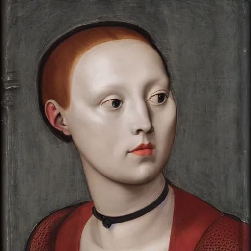 Prompt: a portrait of a female android by agnolo bronzino