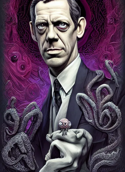 Image similar to lovecraft lovecraftian portrait of hugh laurie, cthulhu, pixar style, by tristan eaton stanley artgerm and tom bagshaw.