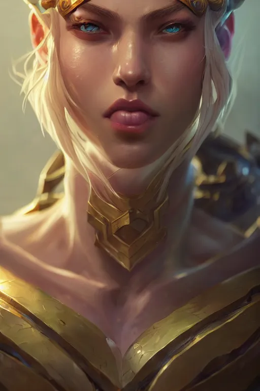 Image similar to league of legends portrait, au naturel, hyper detailed, digital art, trending in artstation, cinematic lighting, studio quality, smooth render, unreal engine 5 rendered, octane rendered, art style by klimt and nixeu and ian sprigger and wlop and krenz cushart.