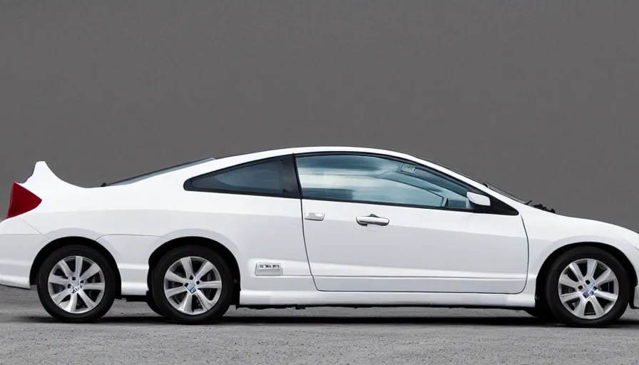 Prompt: white 2008 honda civic photographed for a car magazine, modern, award winning, car photography,