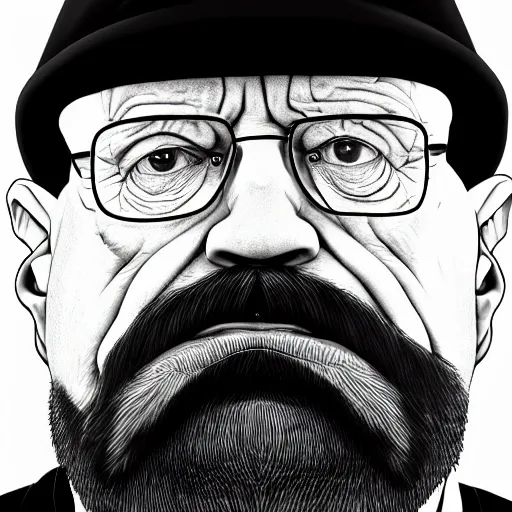 Image similar to photo portrait of a morbidly obsee walter white with a beard, morbidly obese, realistic, hyperrealistic, 8 k resolution, hd quality, very detailed, highly detailed, intricate details, real life, real world, trending on artstation, digital art, really realistic, very realistic, headshot, head in frame, photograph, portrait