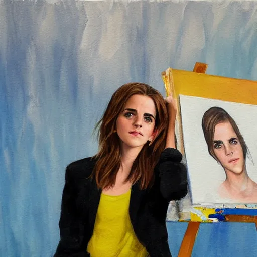 Image similar to emma watson, painting by barack obama