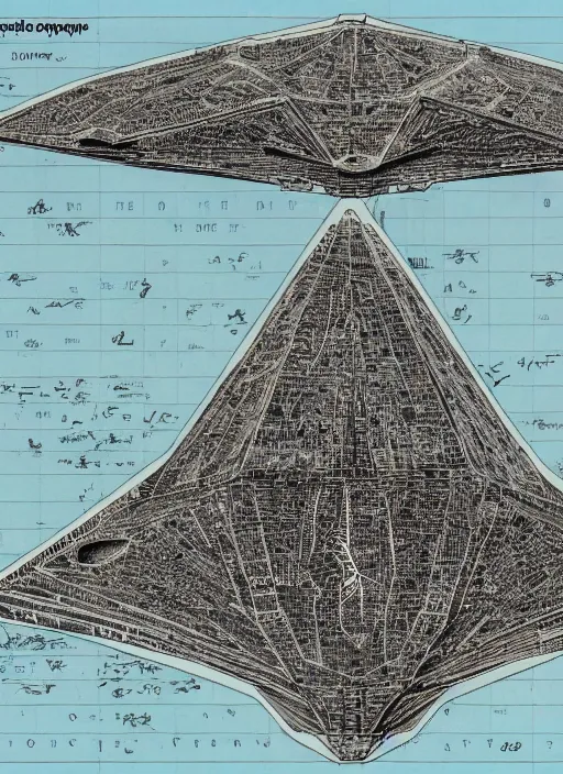 Image similar to detailed map of an imperial star destroyer, detailed, cartography, calligraphy, fine art, detailed, descriptive, directions, pictographs