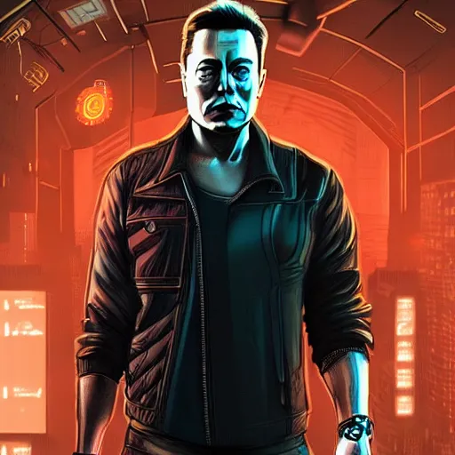 Image similar to elon musk in cyberpunk style digital art very detailed 4 k detailed super realistic