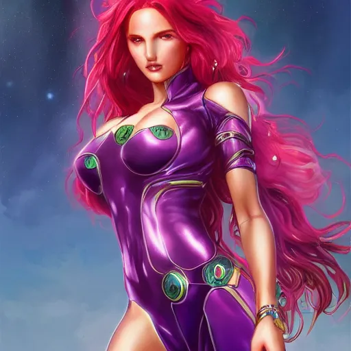 Image similar to ultra realistic illustration, bella thorne as starfire anime, intricate, elegant, highly detailed, digital painting, artstation, concept art, smooth, sharp focus, illustration, art by artgerm and greg rutkowski and alphonse mucha and wlop