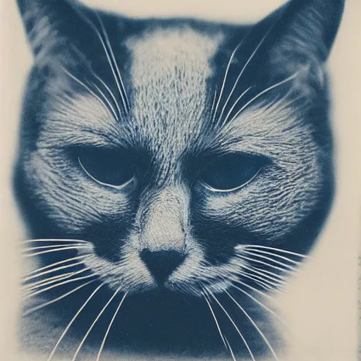 Image similar to cyanotype of a cat